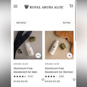 Aruba Aloe alluminum free deodorant